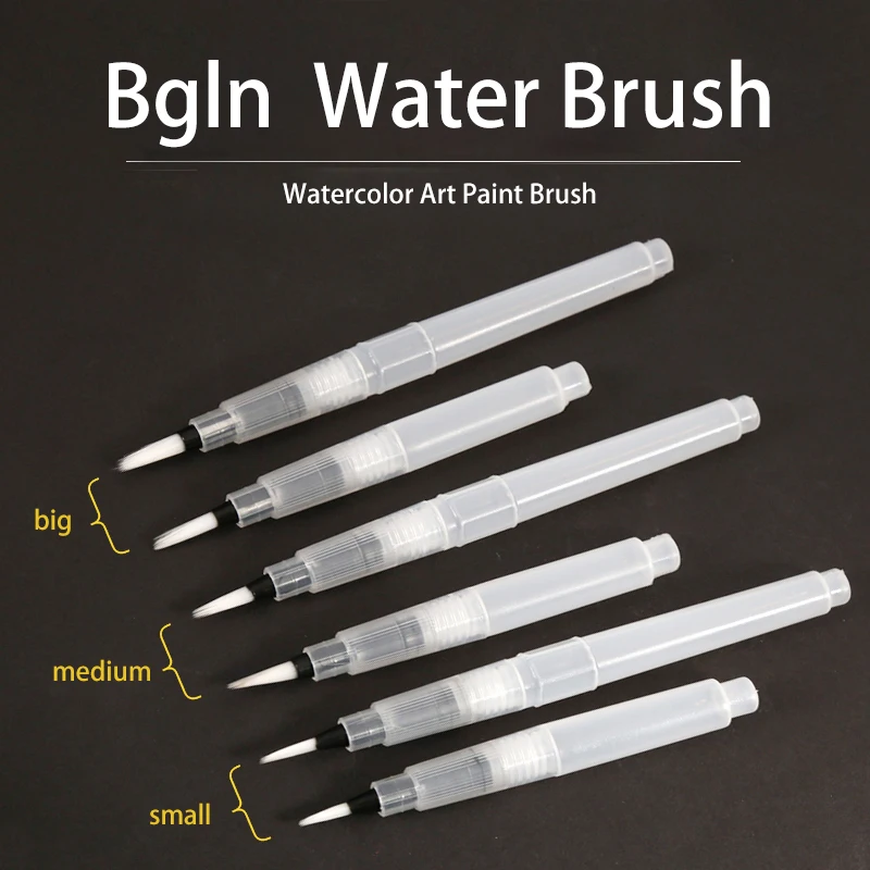 Bgln 6Pcs/set Large Capacity Water Brush Watercolor Art Paint Brush Nylon Hair Painting Brush For Calligraphy Pen