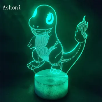 

Pokemon 3D Lamp Charmander 7 Color LED Children's Room Decoration Touch Night Light Table Lamp Children kids Gift