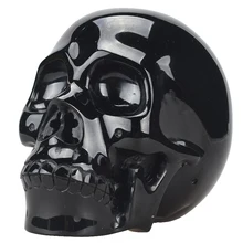

6''Crystal Skull Natural Black Obsidian Carved Crystal Skull Statue Realistic Skull Figurine Christmas Gift Feng Shui Home decor