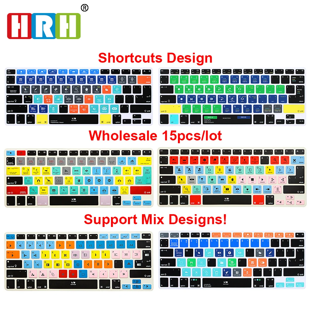 

10pcs For Avid Pro Tools Functional Shortcut Silicone Keyboard Cover Skin for Macbook Air 13 inch, for Macbook Pro 13, 15 US&EU
