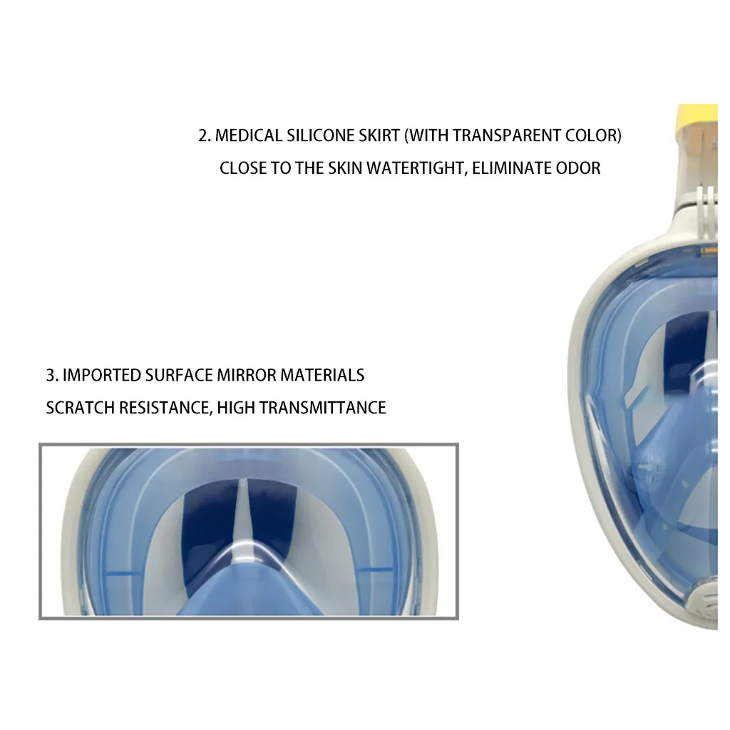 Маска для дайвинга для взрослых и детей, анти-запотевающая маска для подводного плавания с панорамным видом на все лицо, маска для плавания, легкая дышащая сухая верхняя одежда, набор