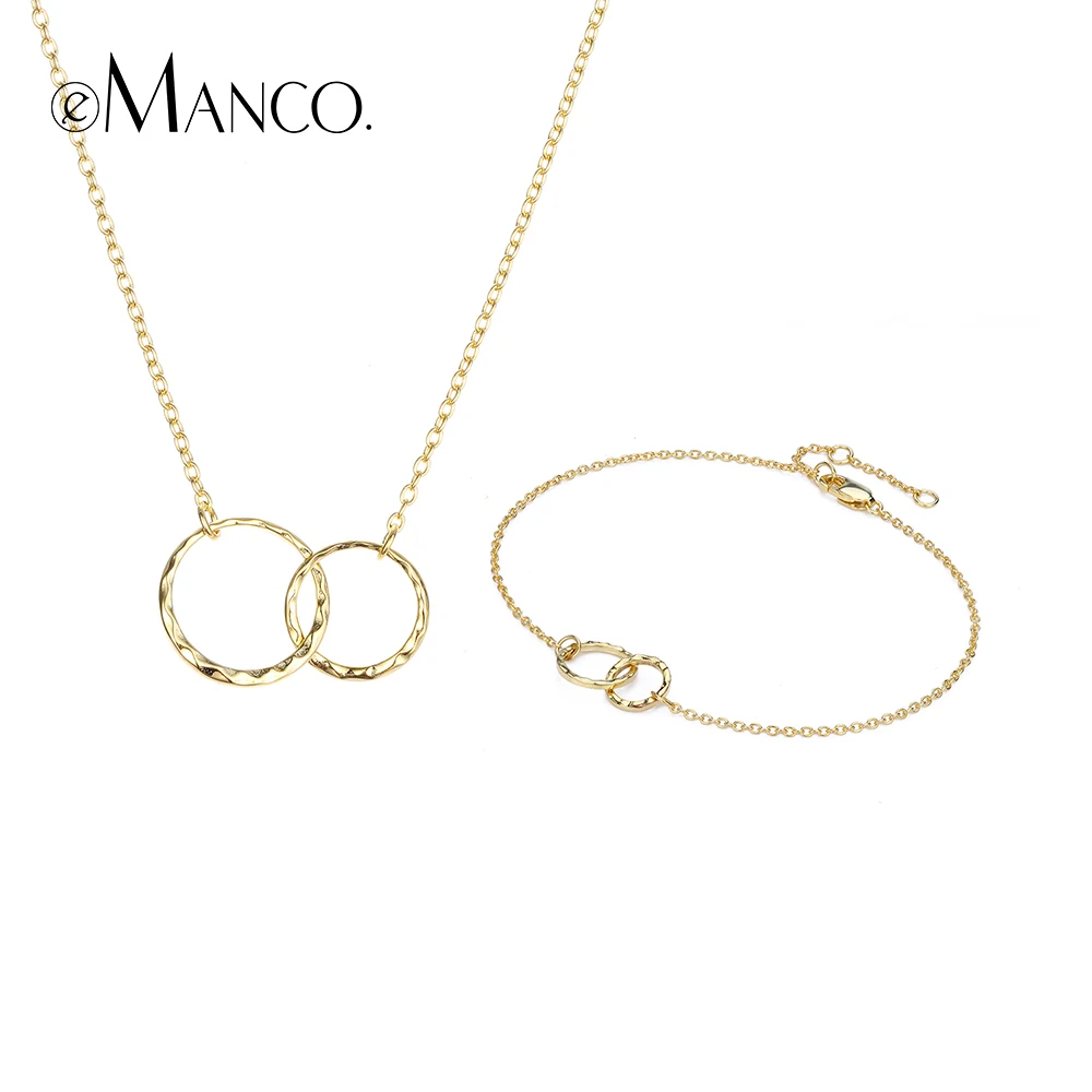 e-Manco Cross Circle Jewelry Set 925 Sterling Silver Pendants Necklaces For Women Two Colors Silver Bracelets Fine Jewelry