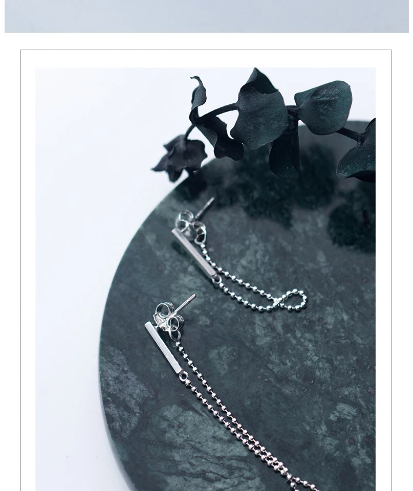 New Fashion Sterling Silver Chain Statement Dangle Earrings For Women Girls Minimalist S925 Drop Earring Bridal Wedding Jewelry (7)