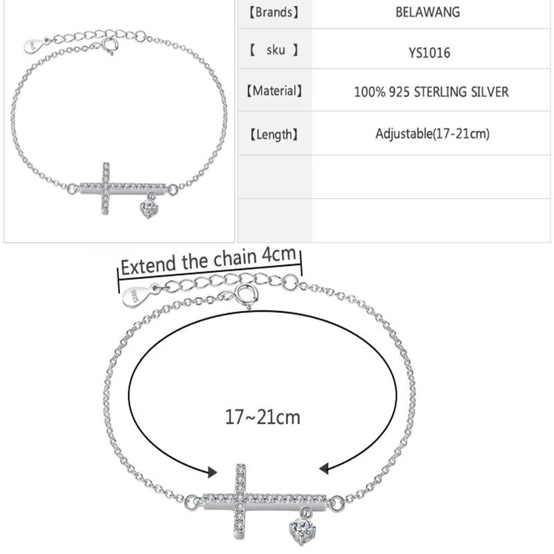 Роскошный фирменный дизайн CZ подвеска крест браслет 925 пробы Серебро S925 логотип браслет для женщин ювелирные изделия подарок