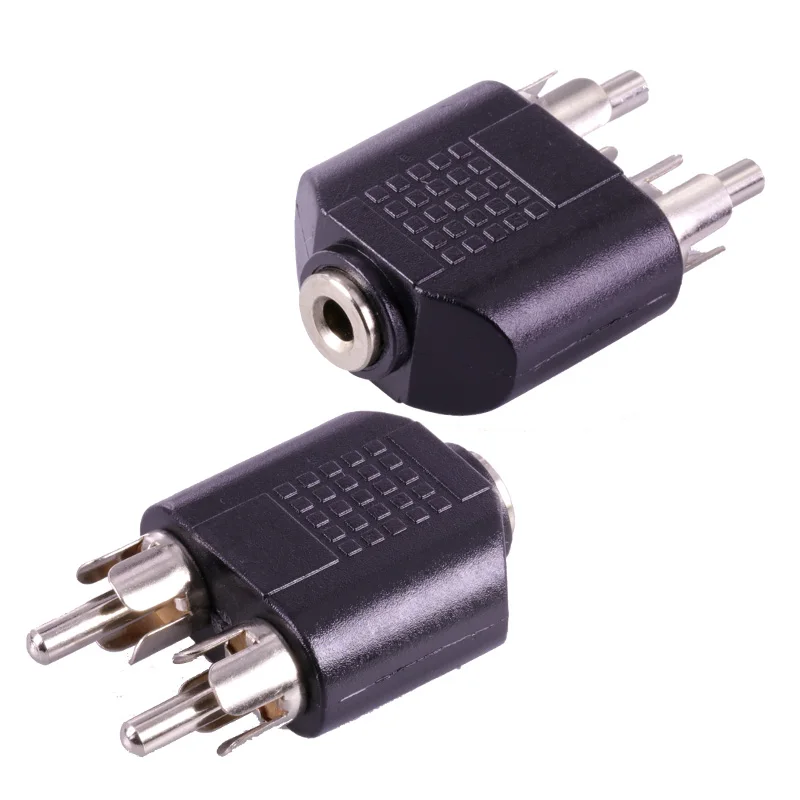 10 шт./лот Никель покрытием Dual RCA штекер для 1X3,5 мм моно гнездо RCA аудио конвертер/ видео адаптер