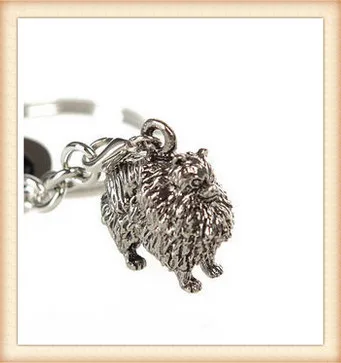

New fashion handmade animal Key chain Cute Pomeranian Dog key chain small Lovely Pet key ring Anti-Silver Plated brithday gift