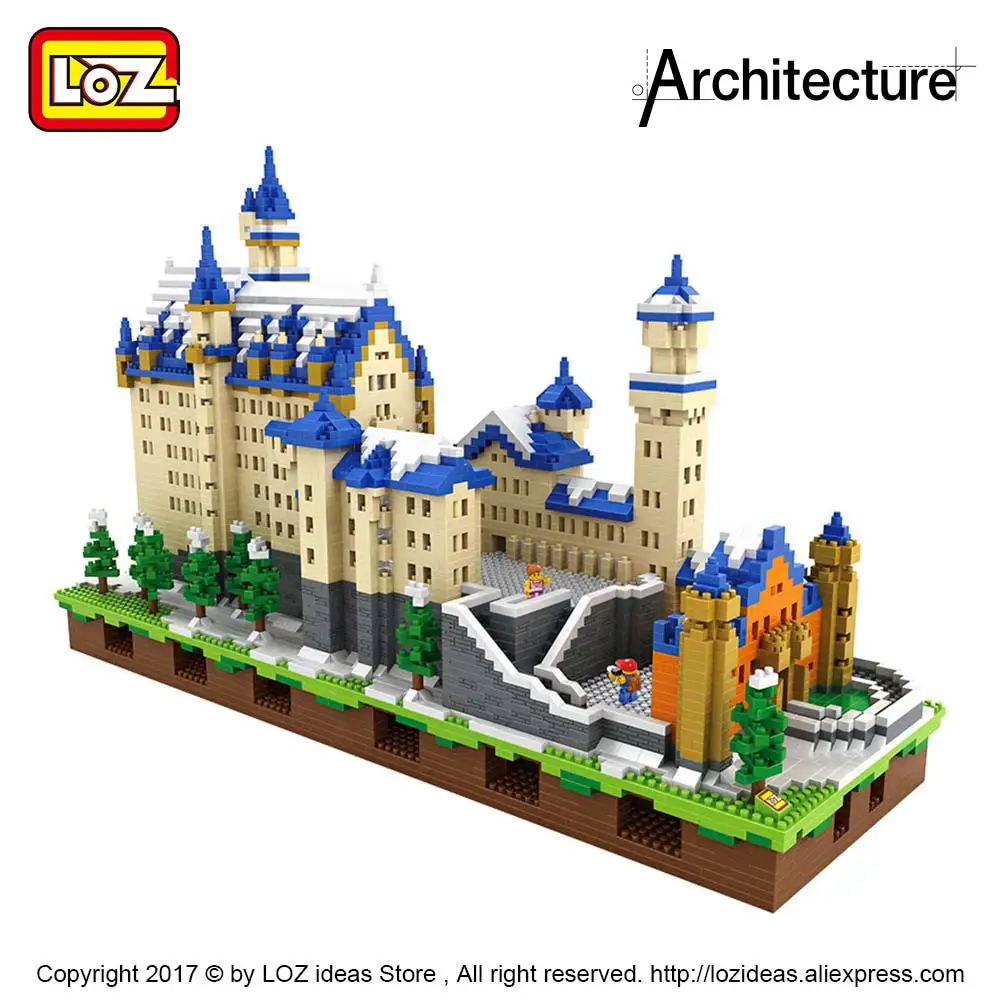 LOZ Diamond архитектурные блоки игрушки Schloss Neuschwanstein модель замка Новый Лебедь камень