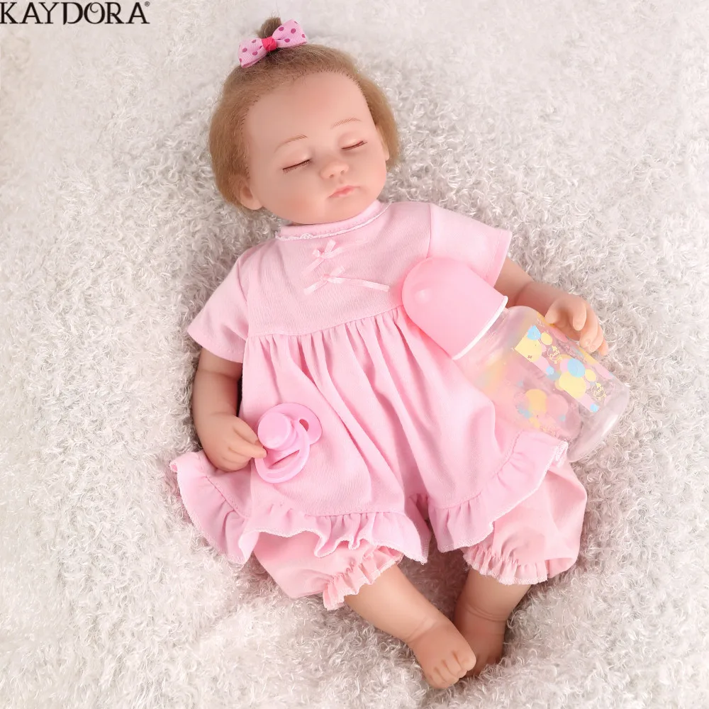 

KAYDORA Reborn Baby Doll 16 inch 40cm Pink Princess Vinyl Dolls Plush Toys Soft Mohair Closed Eyes Sleeping Babies Fashion Toys