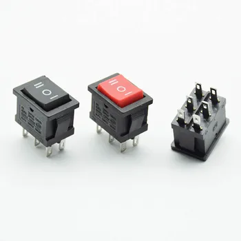 5pcs Rocker rocker switch power switch 6 foot 3 gear  6A 250V reverse button double pole double throw red black