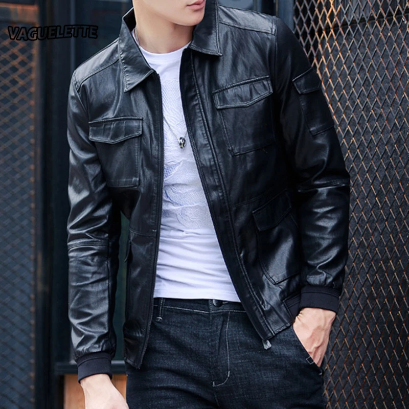 Fashion PU de Cuero Para Hombre de Las Chaquetas Más El de La Motocicleta de Abrigo Rompevientos Desgaste Slim Fit Chaqueta Invierno Militares Ocasionales de Los Hombres 4XL|fashion military