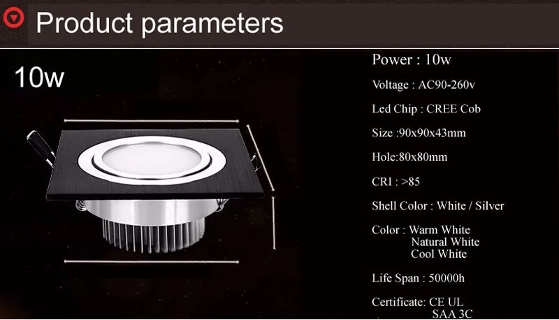 10 Вт 2x10 Вт 3x10 Вт квадратный В виде ракушки одной головы черный В виде ракушки dimmable Потолочные светильники AC 90-260 В природа белый 4000 К ce ul saa