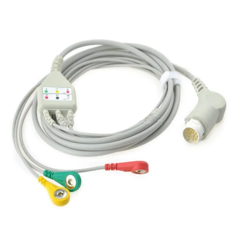 Совместим с Philips/HP 12Pin MP20/30/VM6 кабель для монитора пациента ЭКГ 3 провода ЭКГ-кабеля