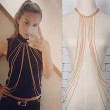 Sexy Women Body Chain Necklace Alloy Tassel Punk Long Necklaces Fine Jewelry Gifts KQS8