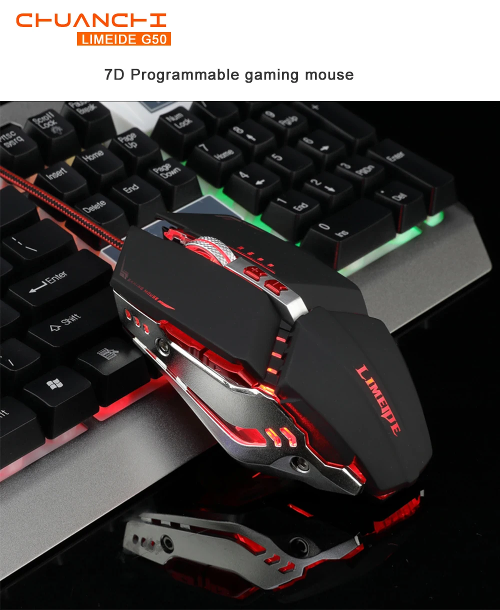Новинка, 6 7 клавиш, профессиональный цветной светодиодный, с подсветкой, 3200 dpi, Оптическая Проводная игровая мышь, геймерская мышь для ПК, ноутбука