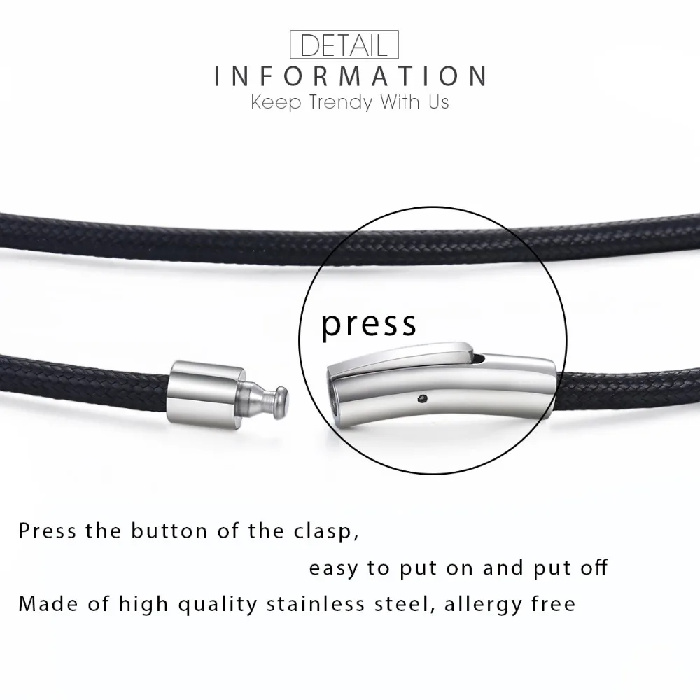 3mm Brown Black Man-made Leather Necklaces for Men Stainless Steel Magnetic  Clasp Mens Leather Cord Necklace Jewelry Gifts LDN22