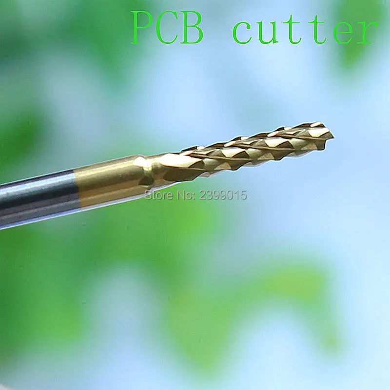 Tungsten Cobalt Alloy Coating Titanium Pcb Milling Cutter 3.175 * 2.4mm