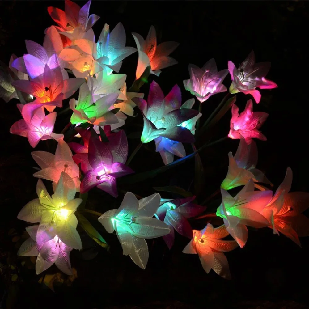 2Pcs/Set Outdoor Solar Artifical Flower Lights LED Night Lamp Novelty