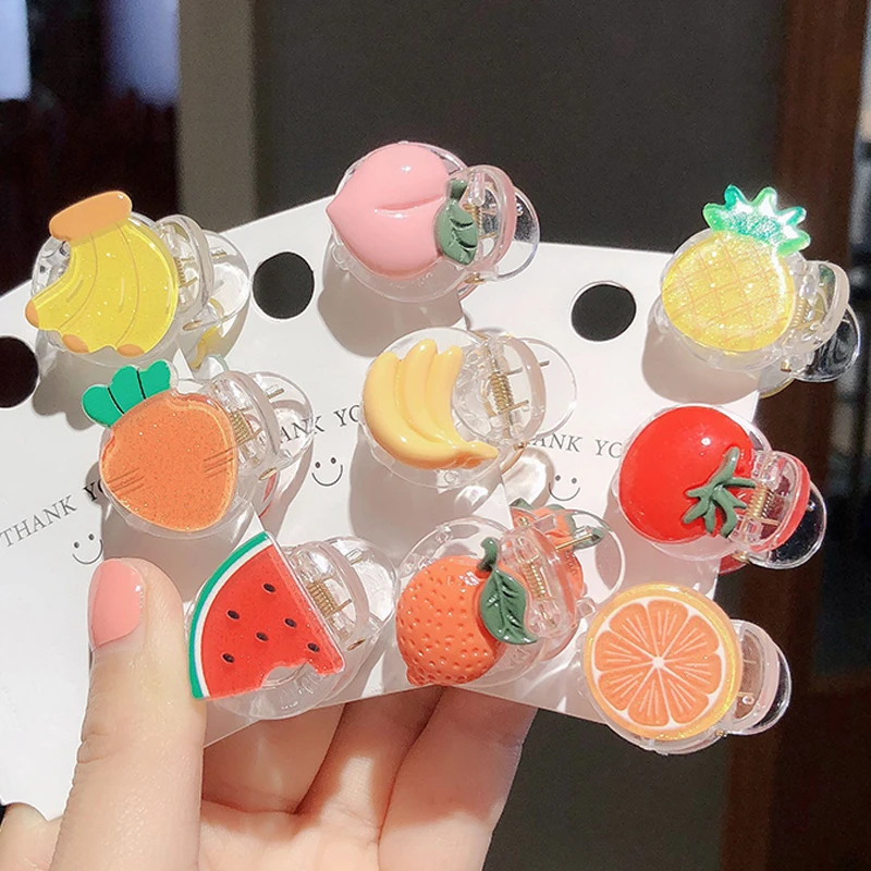 

Fruit Vegetable Hair Claws For Girls Women Headwear New Cute Mini Hairpins Acrylic Transparent Fruit Barrettes Hair Accessories