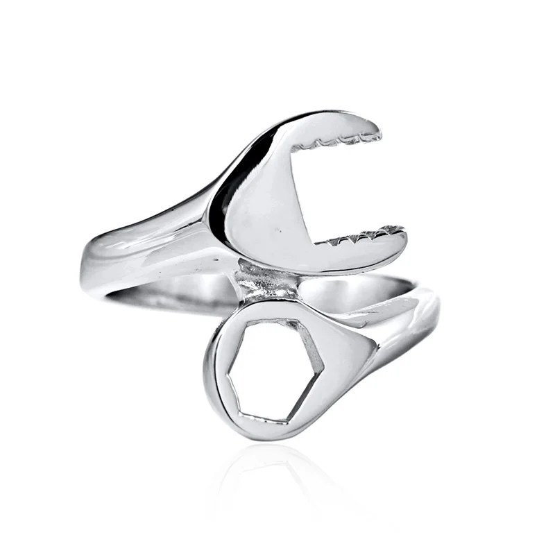 

2019 New Jewelry Unique Men's Biker Wrench Ring 316L Stainless Steel Punk Trendy Spanner Ring S As A Gift For Boy