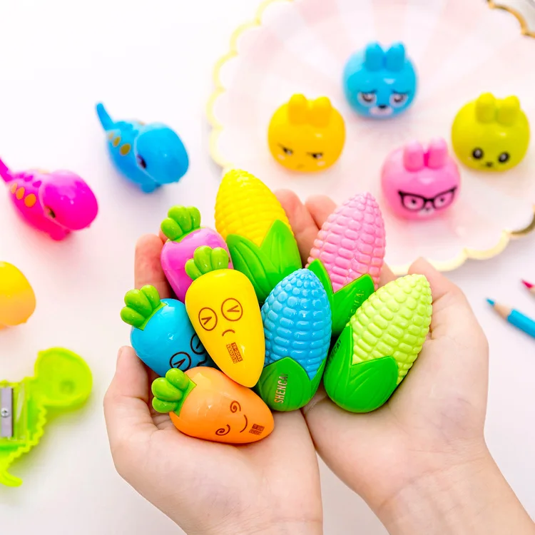 Apontador de Lápis Bonito do Dinossauro de Milho Presente dos Artigos de Papelaria Lote Cenoura Coelho Mini Mão Cortador Mecânico Faca Material Escolar 32 Pçs - 4 mão Cortador mecânico Faca presente dos artigos de papelaria material escolar
