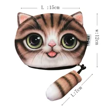 3D животных Печать кошельки для детей мини портмоне милый кошелек маленький мешок для монет Хлопок застежка-молния кошельки Корейский студент plu