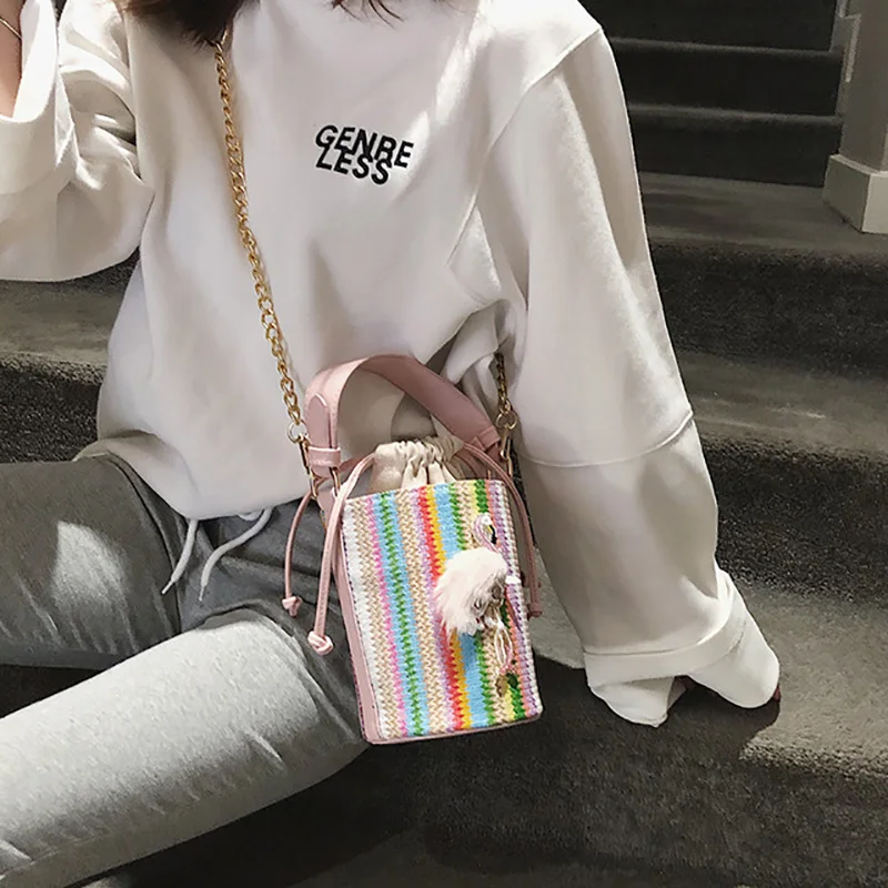الأزياء فلامنغو قوس قزح دلو القش حقيبة سلسلة النساء حقائب الرباط حقائب كتف Crossbody حقيبة الإناث الروطان الشاطئ كيس الأزياء فلامنغو قوس قزح دلو القش حقيبة سلسلة النساء حقائب الرباط حقائب كتف Crossbody حقيبة الإناث الروطان الشاطئ كيس