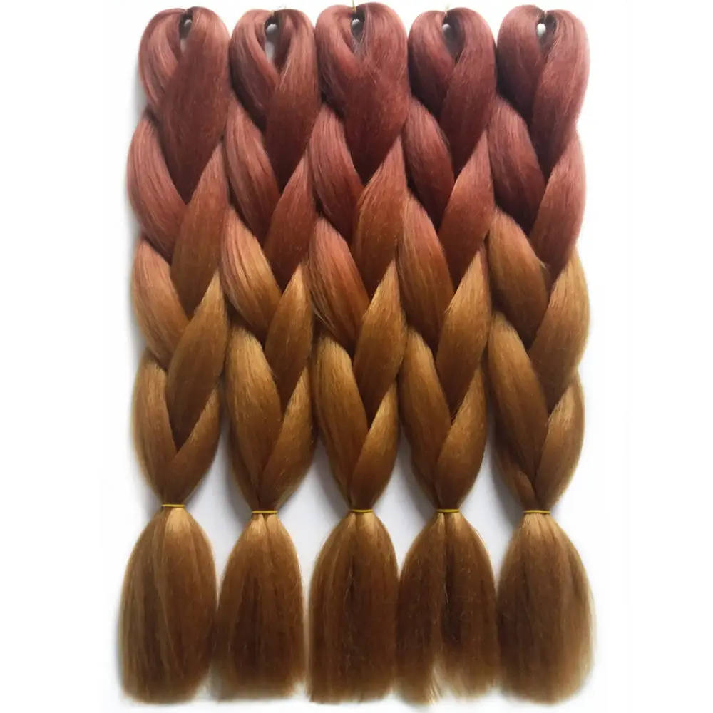 Feilimei Омбре плетение волос 24 дюйма 100 г большие синтетические Косы черный серый фиолетовый, синий, зеленый блонд коричневый волосы кроше для наращивания - Цвет: #35