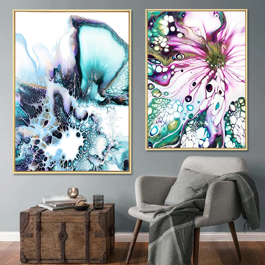 3 - Abstract Art Wall Posters and Print Cuadro Colorful Abstract Marble Texture Pictures for Living Room Study Canvas Painting Decor