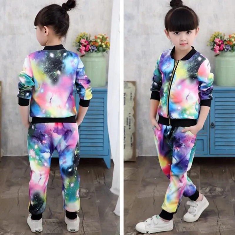 2019 Autumn Girls Clothing Sets Children Tracksuit Fashion Zipper Coat And Pant Set Kids Clothes Set Carnival Girl Sports Suit  (6)