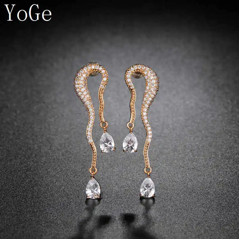 

YoGe E7686 Fashion AAA cubic zirconia sweat waterdrop stone drop earrings,womens accessaries