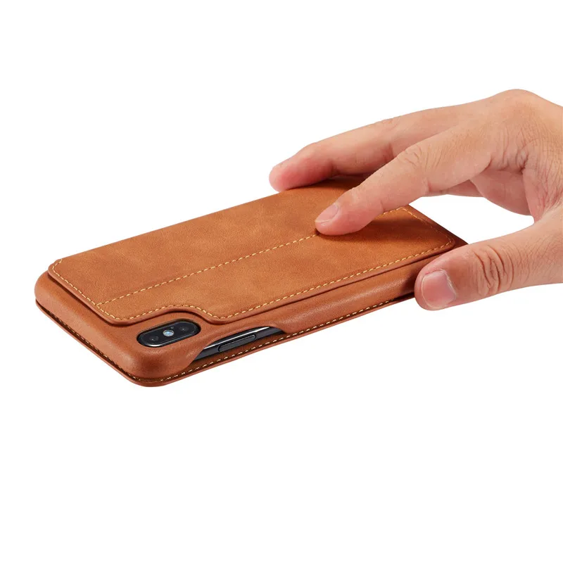 Сильный магнитный чехол 8plus для iPhone 11 Pro XS MAX X XR 8 7 6 6s Plus Etui Роскошный кожаный флип-держатель для карт Защитная сумка для телефона чехол