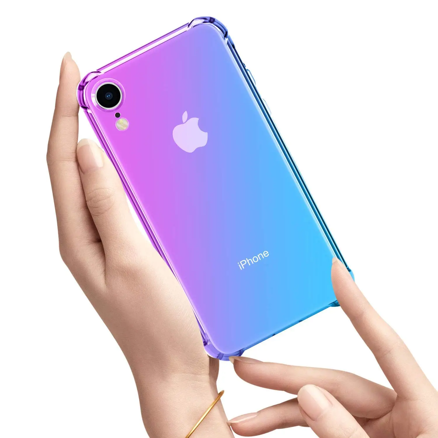 Чехол для iPhone XS X 8, прозрачный, милый, градиентный, тонкий, не царапающийся, TPU, чехол для телефона, усиленный, с углами, противоударный, защитный чехол