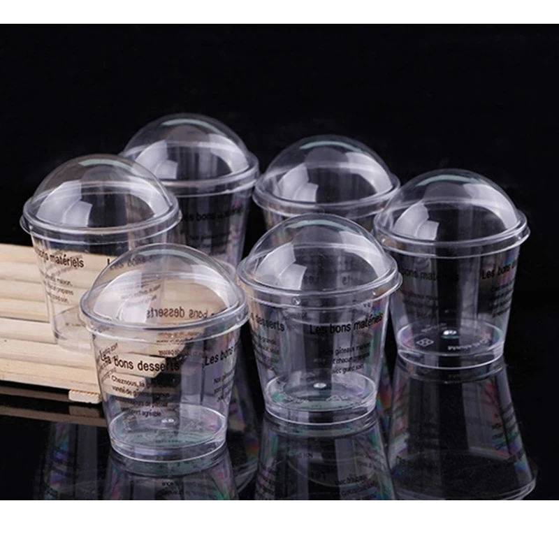 200 мл 50 шт./компл. мусс, десертные чашки прозрачный Пластик пудинг чашки мини чашка для парфэ прозрачная крышка для чашки ложка для мороженого инструмент