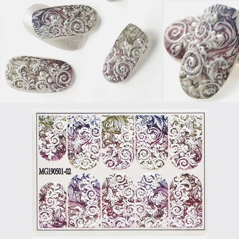 1 шт. 3D DIY акриловая Выгравированная наклейка с цветком для ногтей Рельефный цветок кленовый лист мороженое Водные Наклейки эмаистичные наклейки для ногтей - Цвет: 10