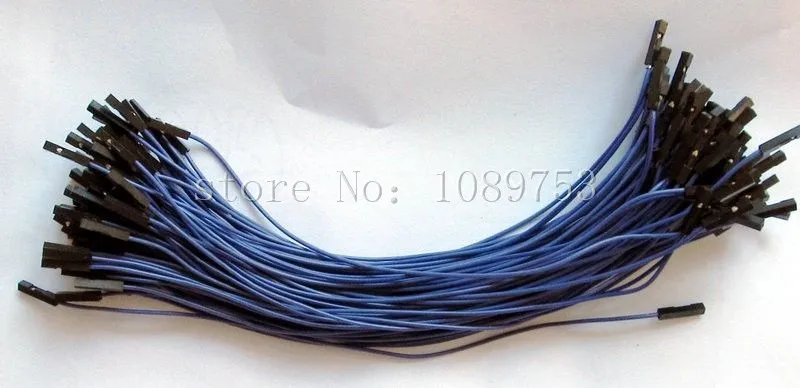 

100pcs 1p-1p female-female dupont jumper cable 26# 2.54mm Blue cord 20cm