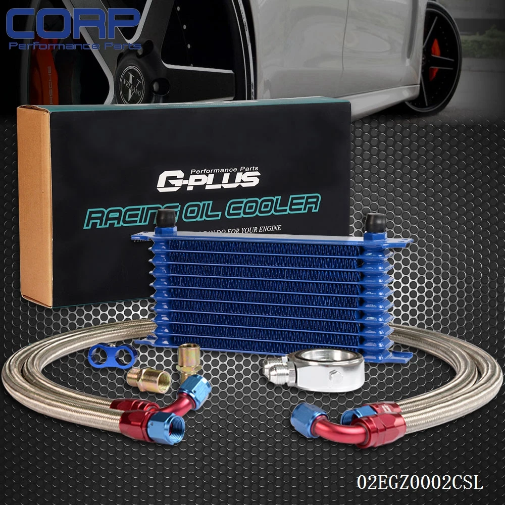 Universal 10Row AN10 Engine Transmission Oil Cooler + Filter Relocation