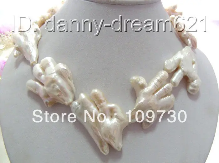 

Jewelry 00856 AMAZING 5white SOUTH Reborn keshi baroque pearls necklace