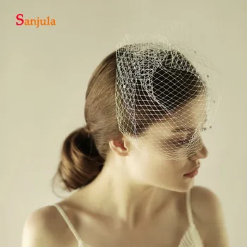 

Hard Tulle Bridal Face Veil Shiny Beaded Blusher Veil Wedding Hair Accessories with Comb velos de novia V63