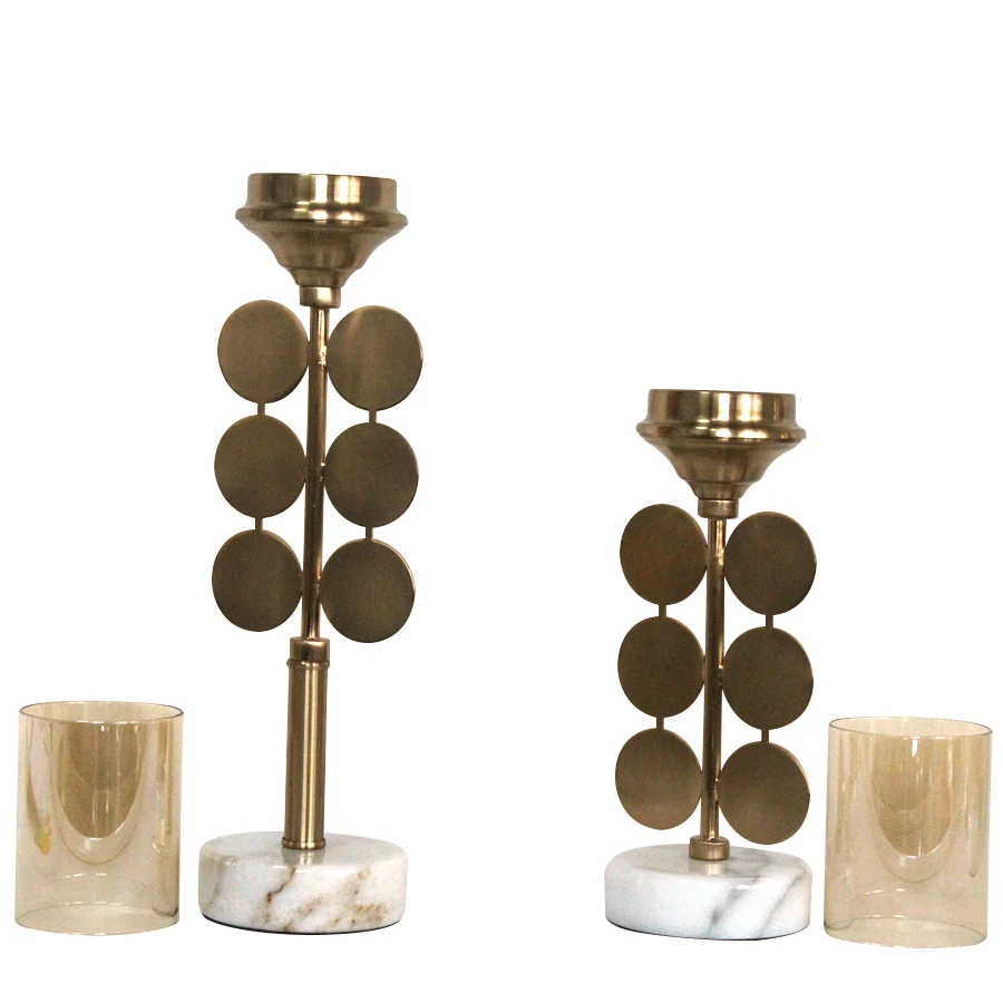 High Quality Copper Plated Marble Base Candle Holder Wedding Candle