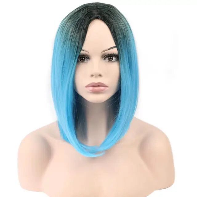 Online Shop Joy Beauty Ombre Blue Blonde Bug Short Straight Heat