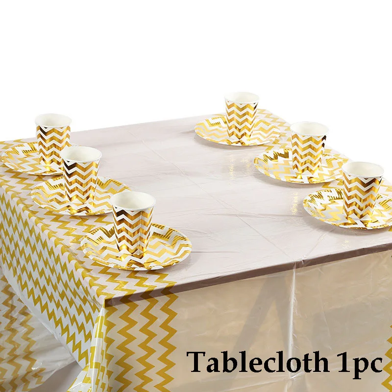 tablecloth 1PC 108*180 см Золотой Полосатый Пластиковый Чехол для скатерти, вечерние украшения для детей, украшения для дня рождения, свадебные скатерти - Цвет: tablecloth 1PC