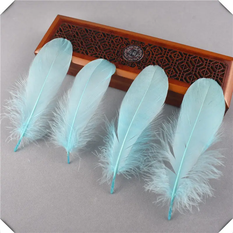 Горячая красный Гусь feather20-100pcs13-18CM DIY Перья для рукоделия и ювелирных изделий Аксессуары для одежды Свадебные украшения Шлейфы - Цвет: Light Blue