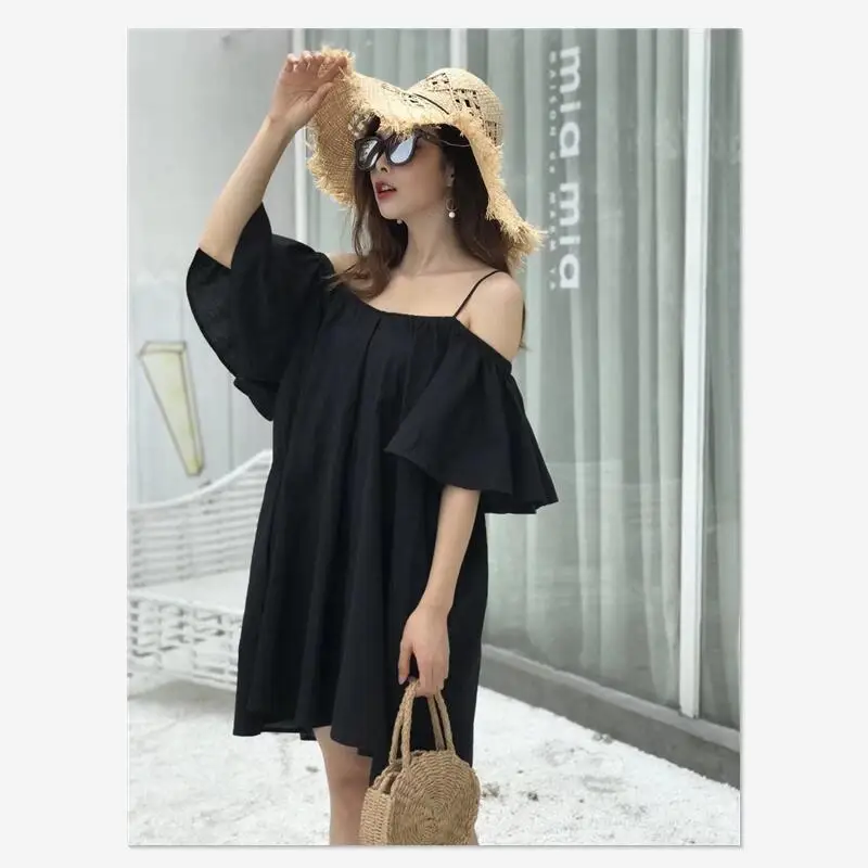 Womens-Thin-Strap-Dress-Slash-Neck-Above-Knee-Ruffled-Short-Sleeve-Vestidos-Mujer-Off-shoulder-Cotton-Beach-Summer-Dresses-Female-2018 (8)