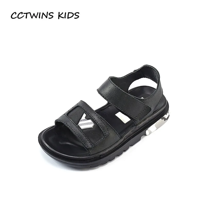 

CCTWINS KIDS 2018 Summer Boy Fashion Genuine Leather Shoe Children Black Beach Sandal Toddler Brand Flat Baby White BB042