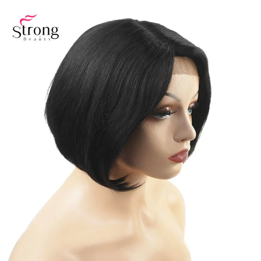 Человеческие волосы натуральные черные смесь короткий кружевной передний парик «пучок» боковая часть парик для черных женщин