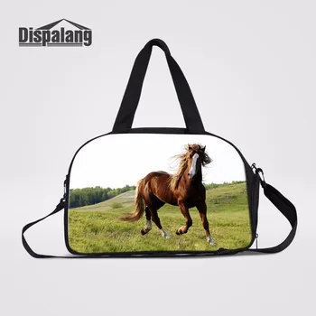 

Dispalang Crazy Horse 3D Printing Female Canvas Travel Bag Carry On Luggage Bag Casual Luggage Duffle Bag+Independent Shoe Bit