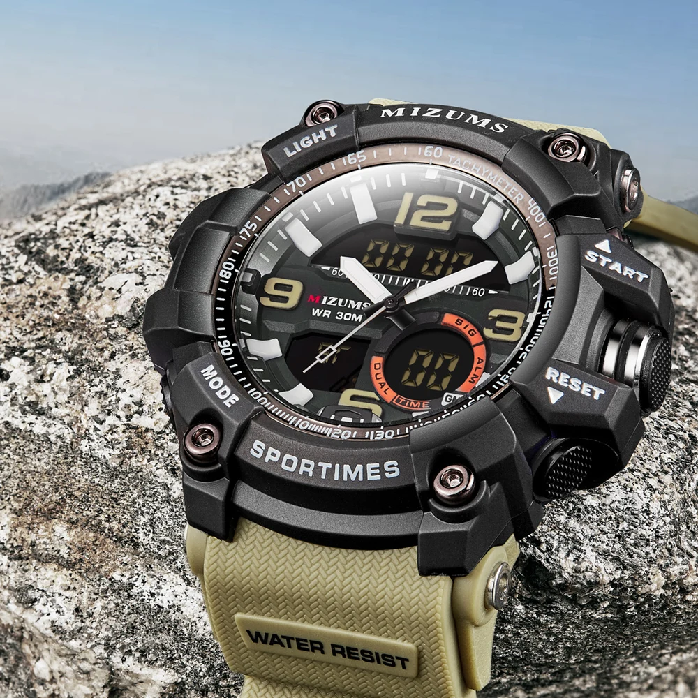 mizums Brand Men Sports Watches Dual Display Analog Digital LED Electronic Quartz Wristwatches Waterproof Swimming Military Watch drop shipping (18)