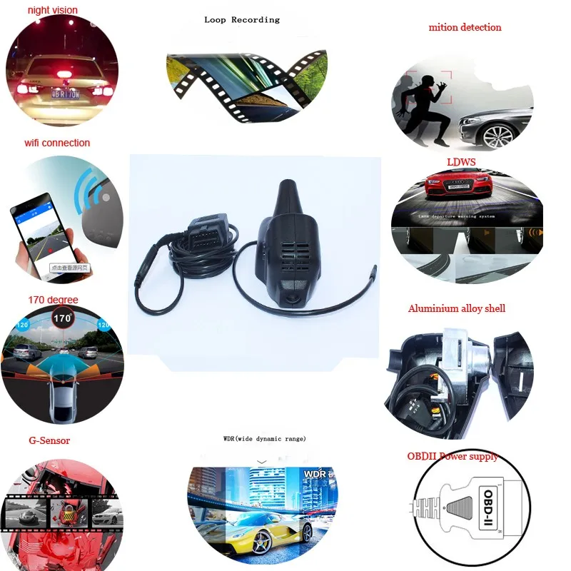 Car DVR With Motion Detection And Wifi Car Camcorder 1080P Dash Cam with Camera vehicle DVR Car Black Box For VW Free Shipping