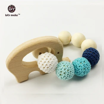 

Let's make 2PCS Handmade Baby toys Crochet Rattles Teething Nursing made from Wood Rings and Knitted Bead