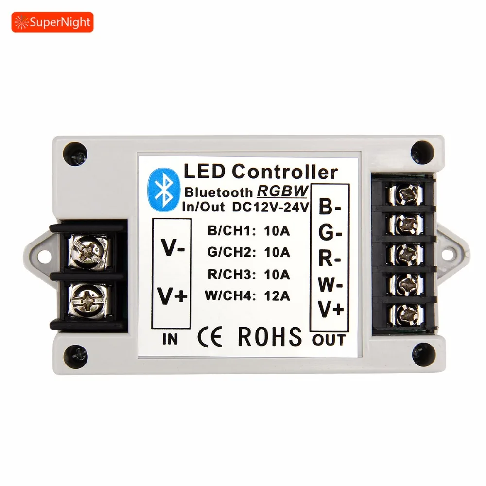 

SuperNight Wireless Bluetooth Controller for RGB RGBW LED Strip Light DC 12V 24V Timer Music Voice Control APP Dimmer for iPhone